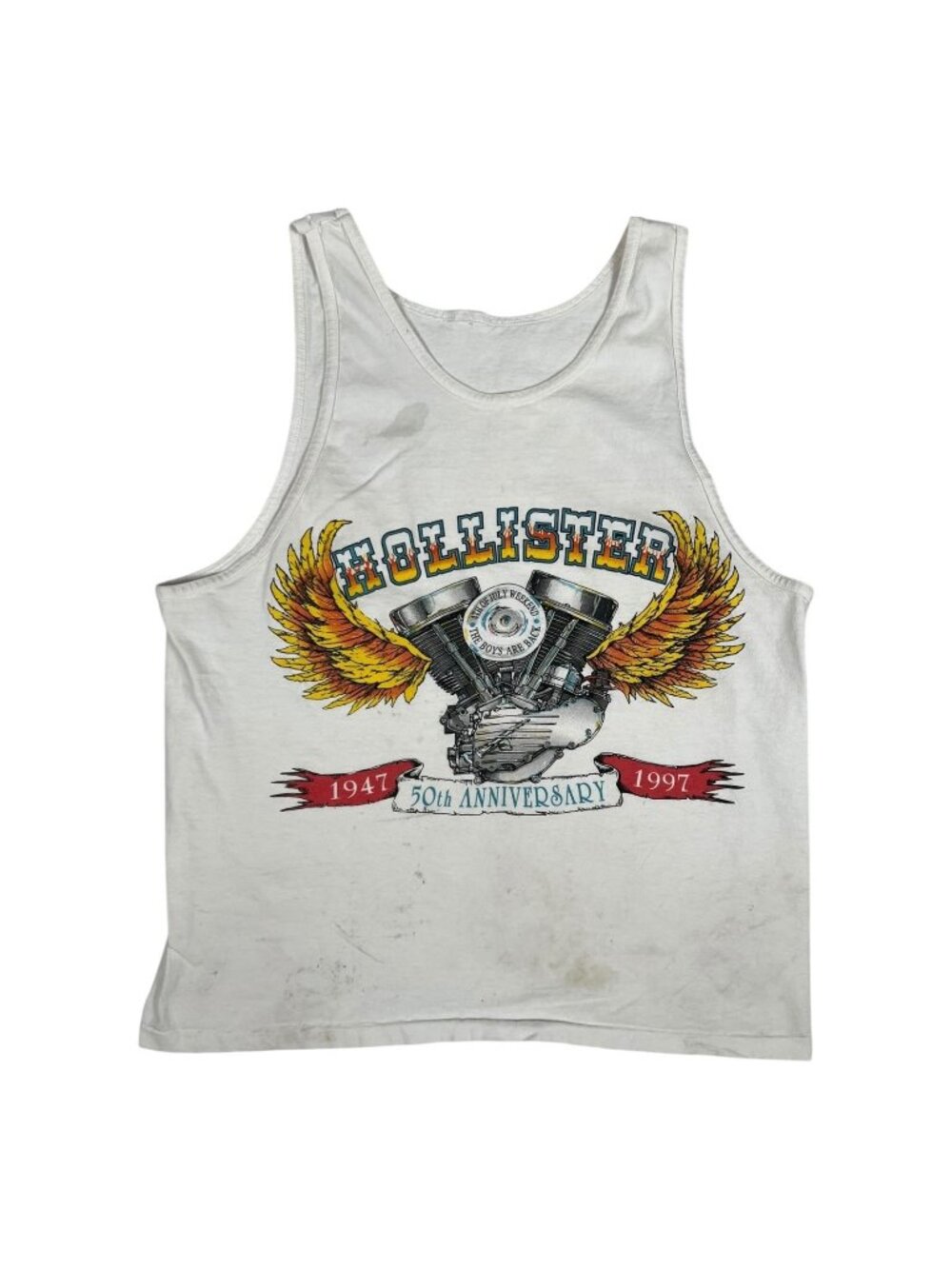 Vintage Hollister Motorcycle Shirt Mens Medium 50th Anniversary Tank Top 90s
